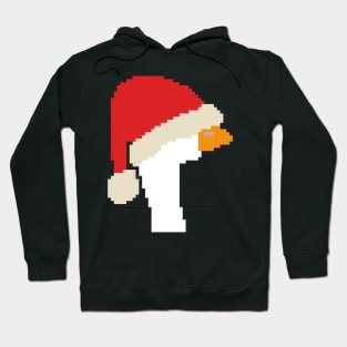 Pixelart Christmas Goose in Santa Hat Hoodie